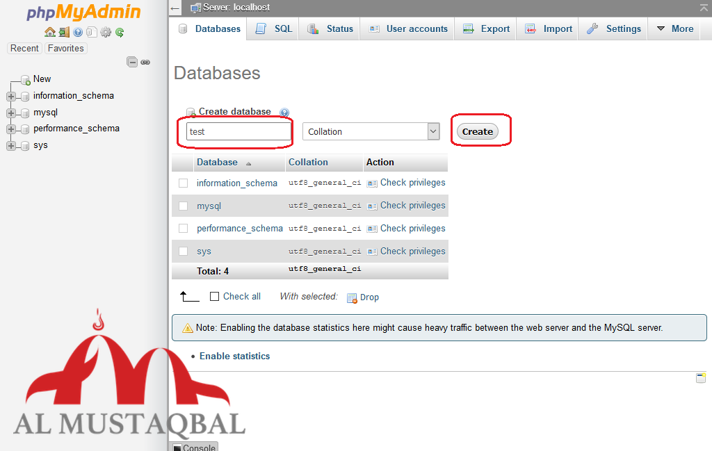 شرح انشاء قاعدة بيانات من phpmyadmin علي السيرفر المحلي علي نسخه ونيدوز - شرح انشاء قاعدة بيانات من phpmyadmin علي السيرفر المحلي علي نسخه ونيدوز